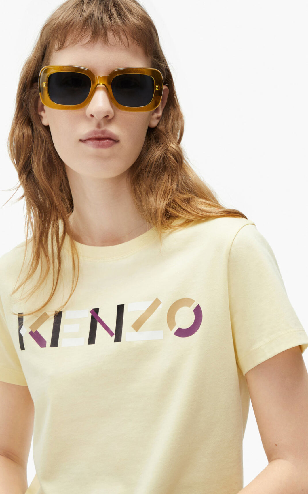 Kenzo with multicoloured logo Ženska Majice Krema SI-8889833